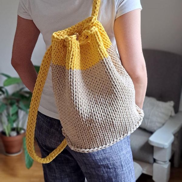 Hand-Knitted Cotton Rope Backpack: Convertible Satchel Bag